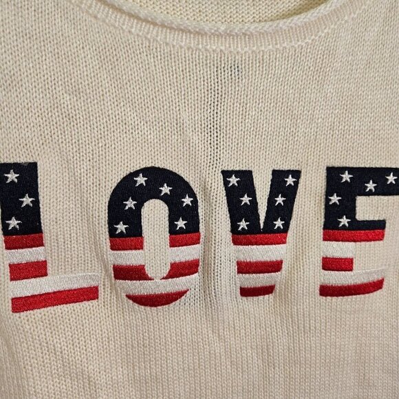 Marled Reunited Clothing NWT Red White Blue Love Sweater Size M - Picture 3 of 6